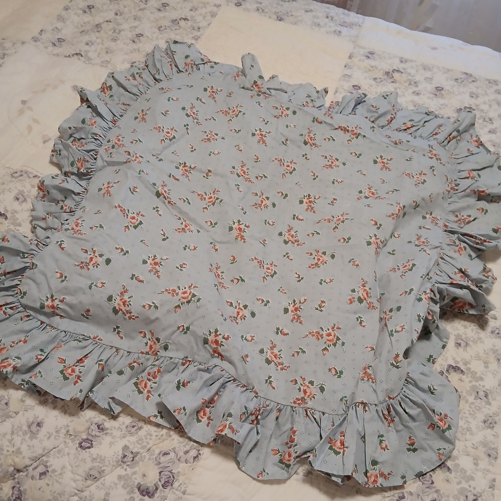 Ralph Lauren 1 Blue EURO SHAM  Floral Pillow Cover